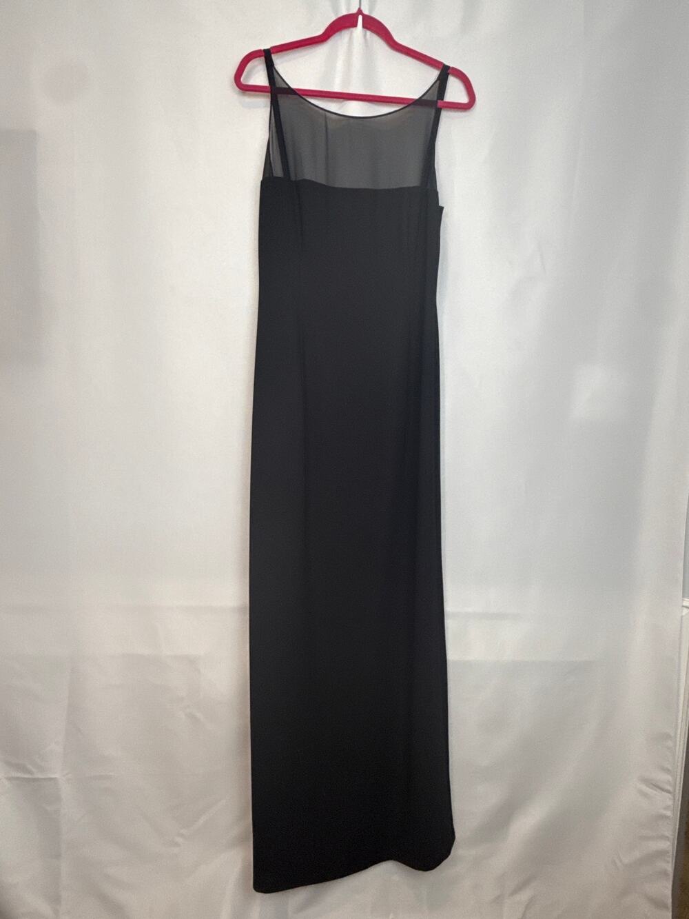Vintage Nicole Miller NY Black Sheer Mesh Column Dress Size 12 90s Formal